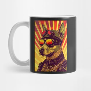 Cool psychedelic dog wearing sunglasses and uniform Mug